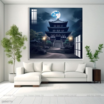 Tranh phon thủy sông, núi và mặt trời