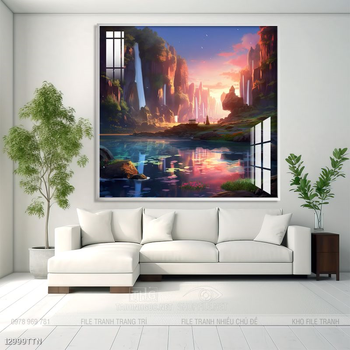 Tranh phong thủy nước non tuyệt đẹp