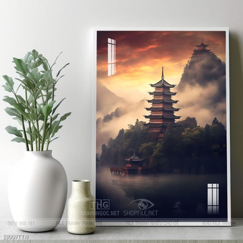 Tranh phong thủy phong cảnh thác nước thiên nhiên