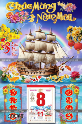File psd lịch Tết thuận buồm xuôi gió tài lộc 1300LT