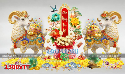 File tranh con dê psd chúc mừng năm đinh mùi 1300VTT