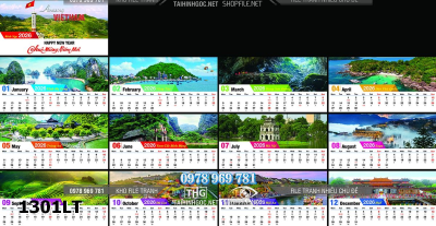File lịch psd để bàn tết năm mới tài lộc 1301LT