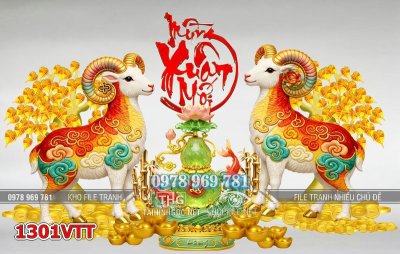 File tranh con dê Đinh Mùi psd 1301VTT