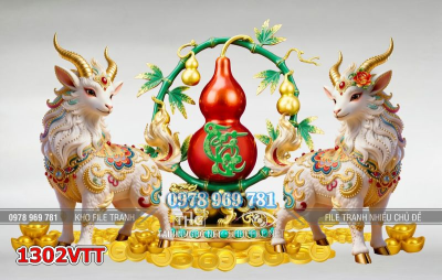 File tranh con dê Tết Tài Lộc Tết 1302VTT