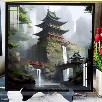 Tranh phon thủy sông, núi và mặt trời