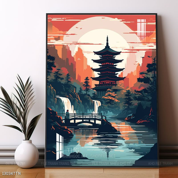 Tranh phong thủy nước non tuyệt đẹp