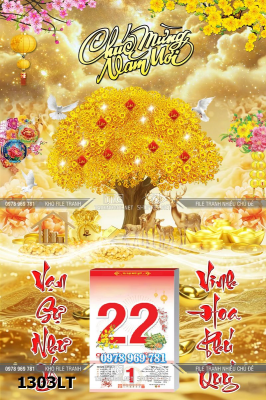 File lịch tết cây kim tiền tài lộc tết nguyên đán 1303LT