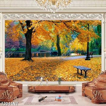 Tranh mùa thu lá rụng file gốc