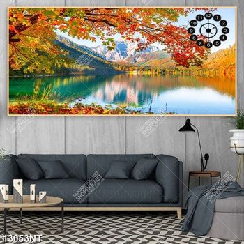 Tranh psd hồ nước mùa thu