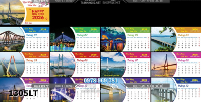 File lịch để bàn tết năm mới tài lộc 1305LT