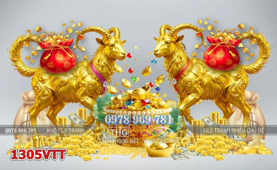 File tư liệu ghép lịch tết con Dê vàng gold 1305VTT