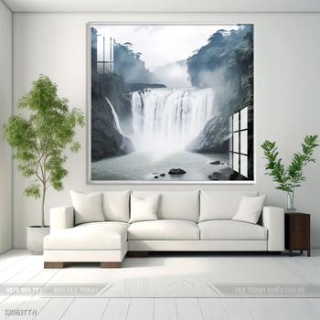 Tranh phon thủy sông, núi và mặt trời