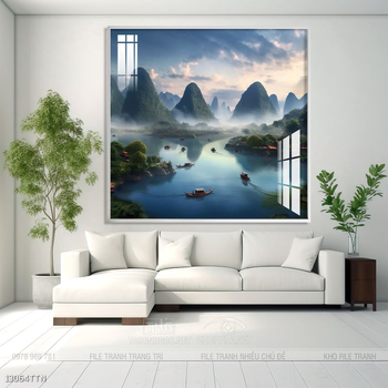 Tranh phong thủy nước non tuyệt đẹp
