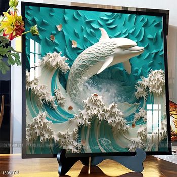 Tranh cá heo decor trang trí tường nhà