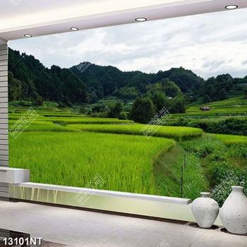 Tranh cánh đồng lúa xanh