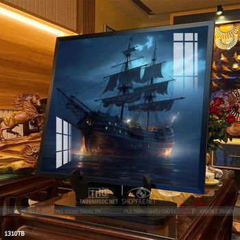 Tranh thuyền buồm vàng phong thủy đẹp