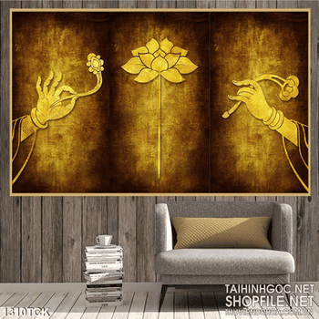 Tranh hoa sen mạ vàng nghệ thuật