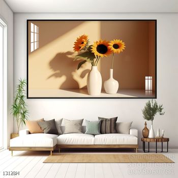 File tranh bình hoa đẹp decor tường nhà trang trí