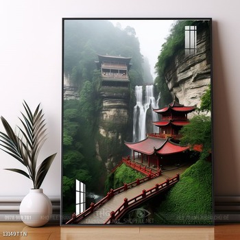 Tranh phong thủy phong cảnh thác nước thiên nhiên