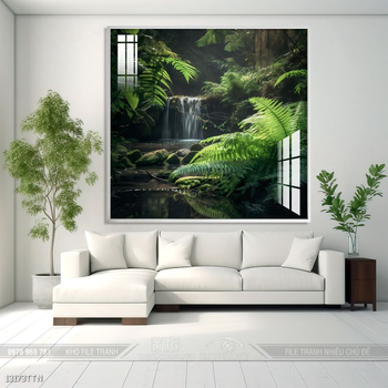 Tranh phon thủy sông, núi và mặt trời