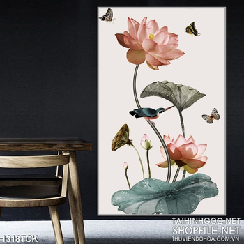 Tranh treo phòng hoa sen đẹp