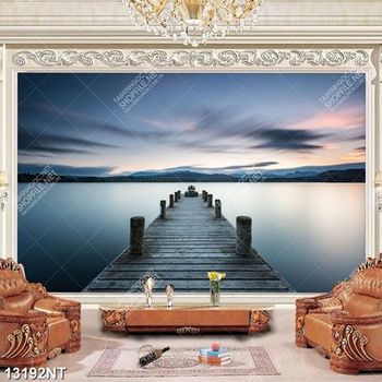 Tranh psd cây cầu gỗ hường ra biển