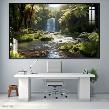 Tranh phon thủy sông, núi và mặt trời