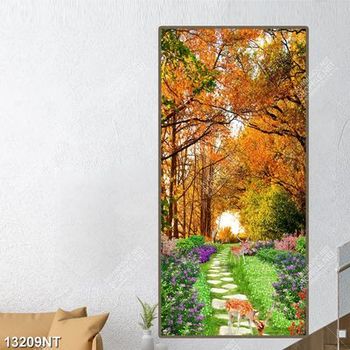 Tranh rừng lá mùa thu in file gốc