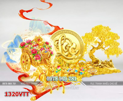 File tranh con dê Tết tài lộc chở tiền vàng 1320VTT