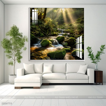 Tranh phong thủy phong cảnh thác nước thiên nhiên