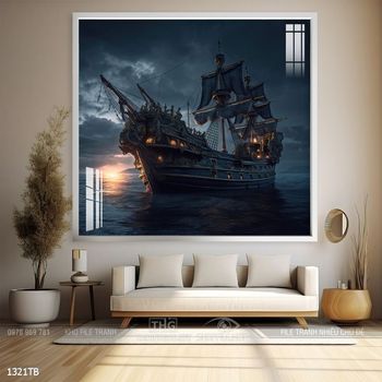 Tranh thuyền buồm vàng phong thủy đẹp