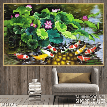 Tranh cá chép trong đầm sen