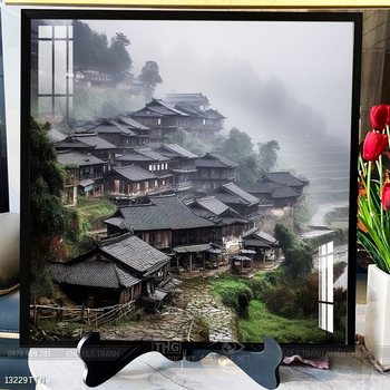 Tranh phon thủy sông, núi và mặt trời