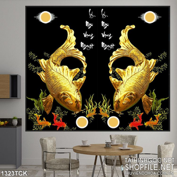 Tranh cá chép vàng 3D