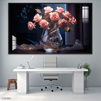 Mẫu tranh bình hoa mới nhất trang trí phòng khách, phòng ăn