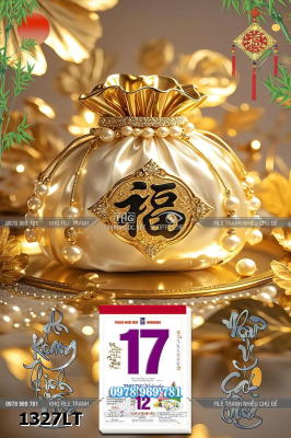 File khung lịch tết tài lộc túi vàng giữ lộc phát 1327LT