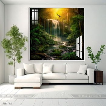 Tranh phon thủy sông, núi và mặt trời