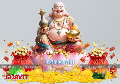 File psd ông di lặc cầm tiền vàng kim tiền túi vàng 1328VTT