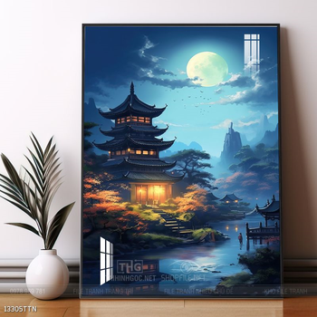 Tranh phong thủy phong cảnh thác nước thiên nhiên