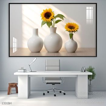 File tranh bình hoa đẹp decor tường nhà trang trí