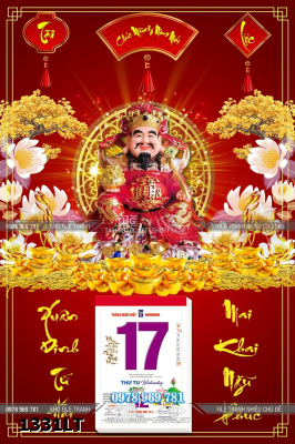 File psd tách lớp lịch tết thần tài kim tiền hút lộc ngày tết 1331LT