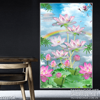 Tranh sen và bầu trời