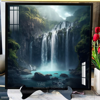 Tranh phon thủy sông, núi và mặt trời