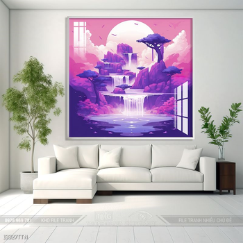 Tranh phong thủy phong cảnh thác nước thiên nhiên