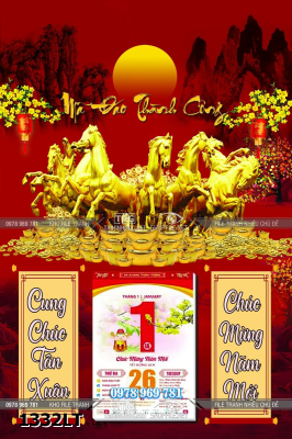 File lịch tết mã đáo thành công lịch ngựa bát mã phong thủy 1332LT
