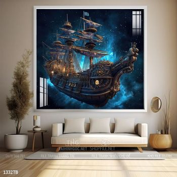 Tranh thuyền buồm vàng phong thủy đẹp