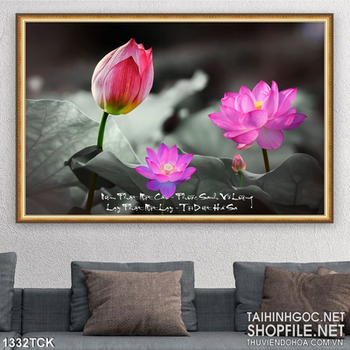 Tranh nghệ thuật hoa sen sống động