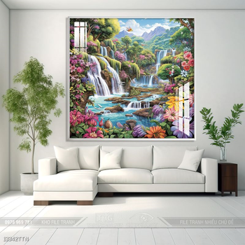 Tranh phon thủy sông, núi và mặt trời