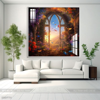 Tranh phong thủy phong cảnh thác nước thiên nhiên