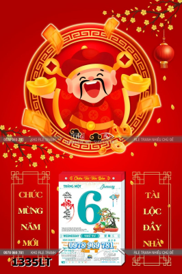 File psd tách lớp lịch tết tài lộc thần tài rực rỡ hút lộc 1335LT